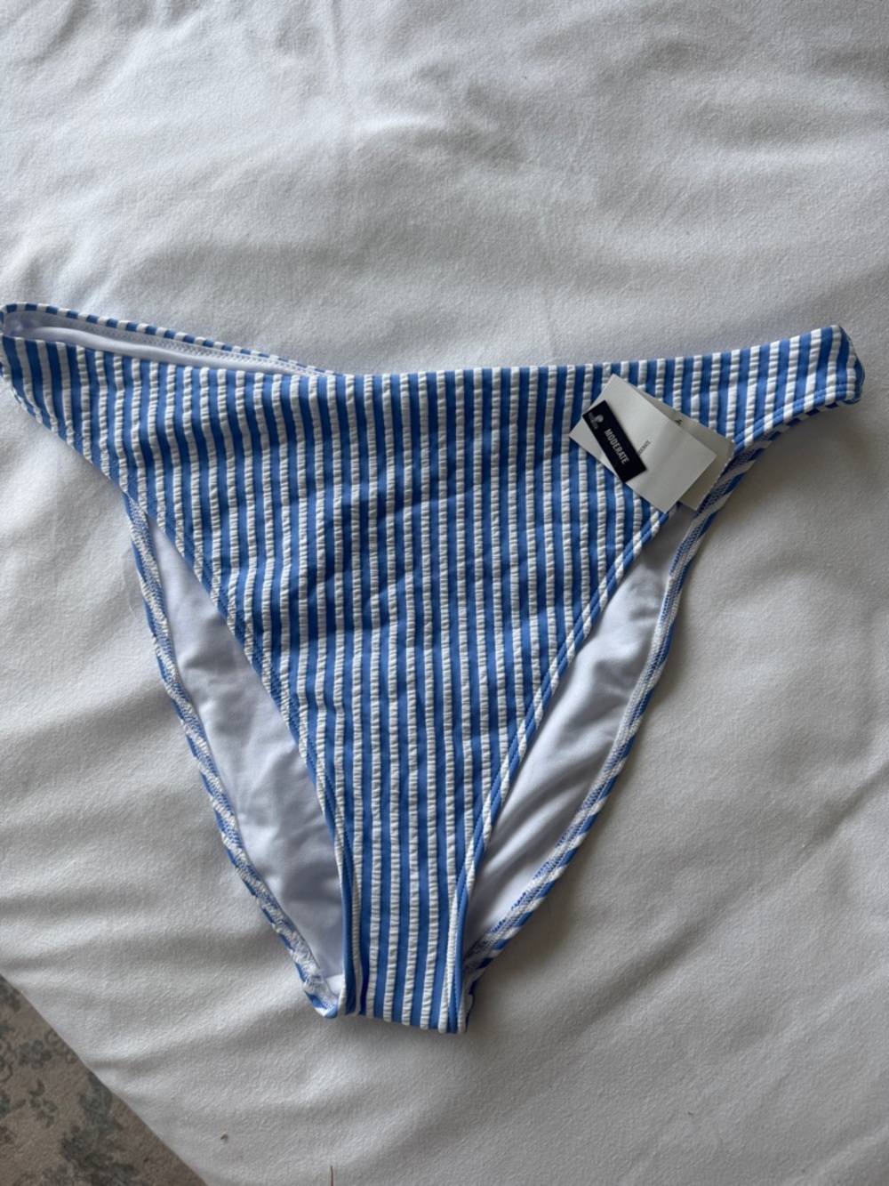 Abercrombie & Fitch Blue and White Striped Bikini Bottom